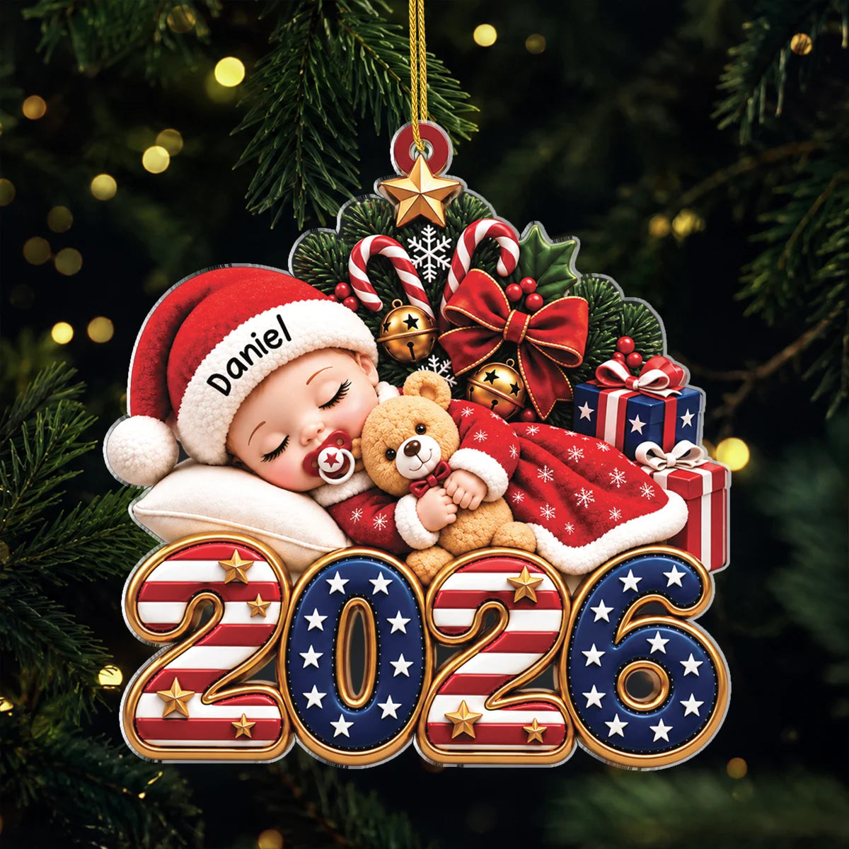 Sleeping Baby Personalized Acrylic Ornament - Custom Christmas Keepsake for Newborn