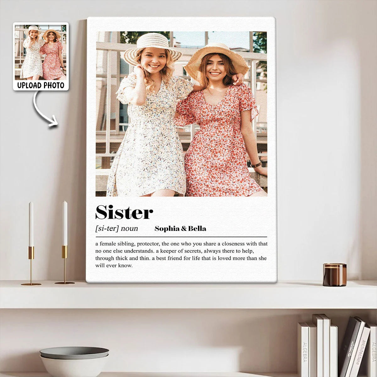 Sister Definition Personalized Canvas / Poster - Custom Photo Sister Wall Art Gift