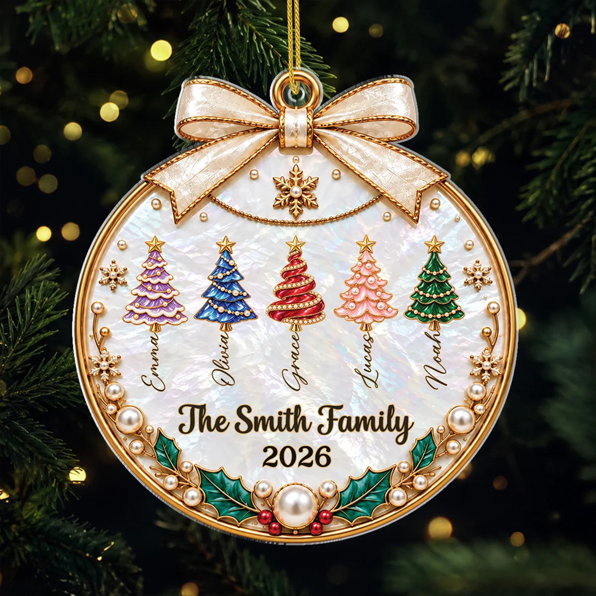 Custom Family Tree Names Personalized Acrylic Ornament - Family Christmas Keepsake