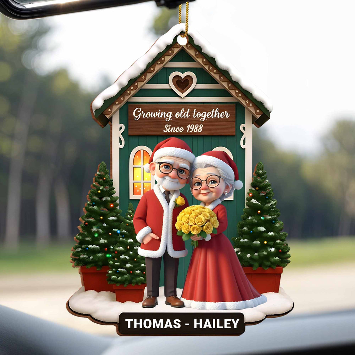 Growing Old Together, Elderly Couple Christmas Ornament