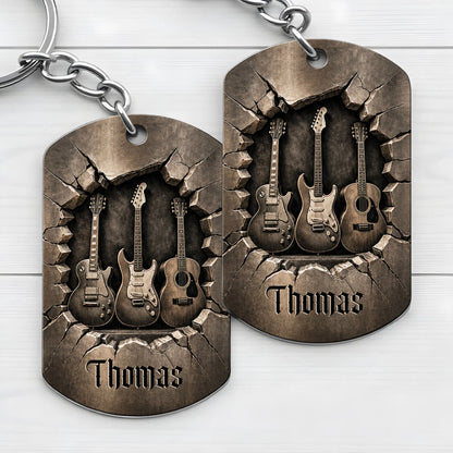 Custom Guitar Lover Keychain personalization view for Dad