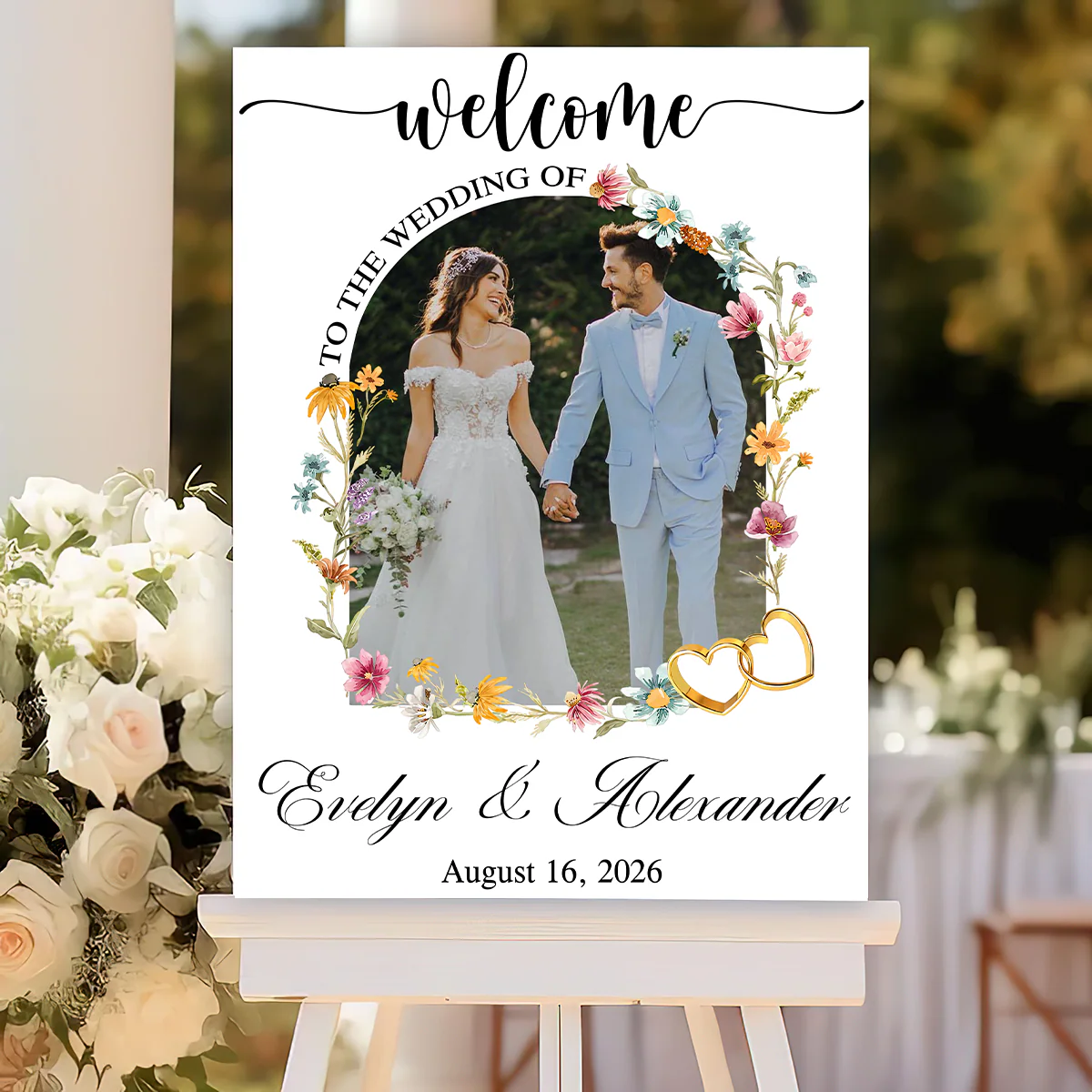 Custom Wedding Welcome Sign for Couples with personalized design details for meaningful gifting