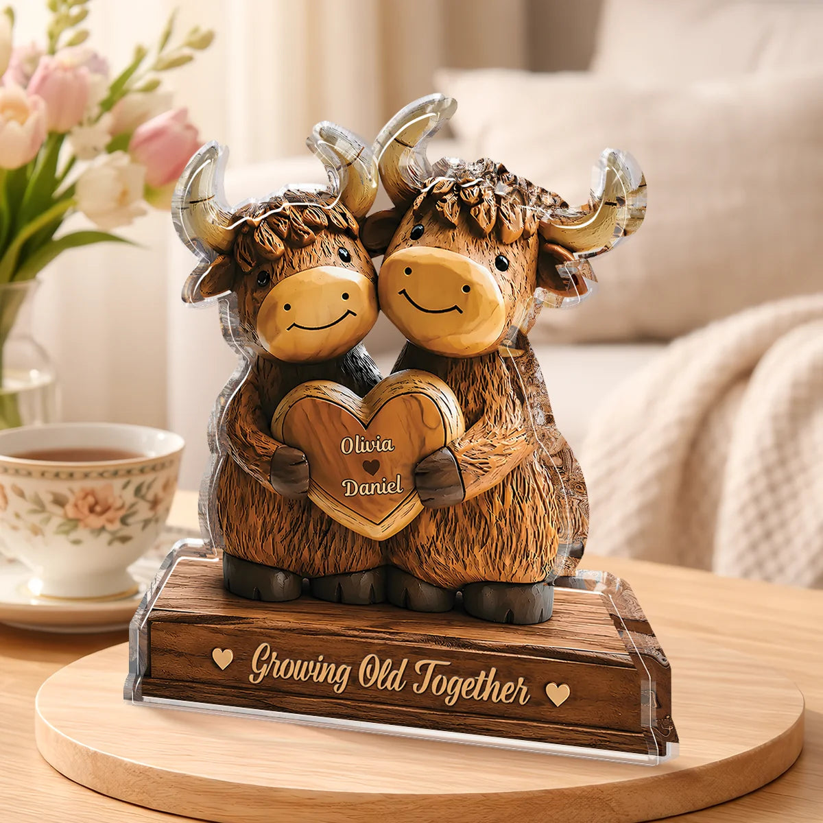 "You And Me - We Got This" Personalized Highland Cow Acrylic Plaque - Custom Couple Gift for Husband Wife Anniversary