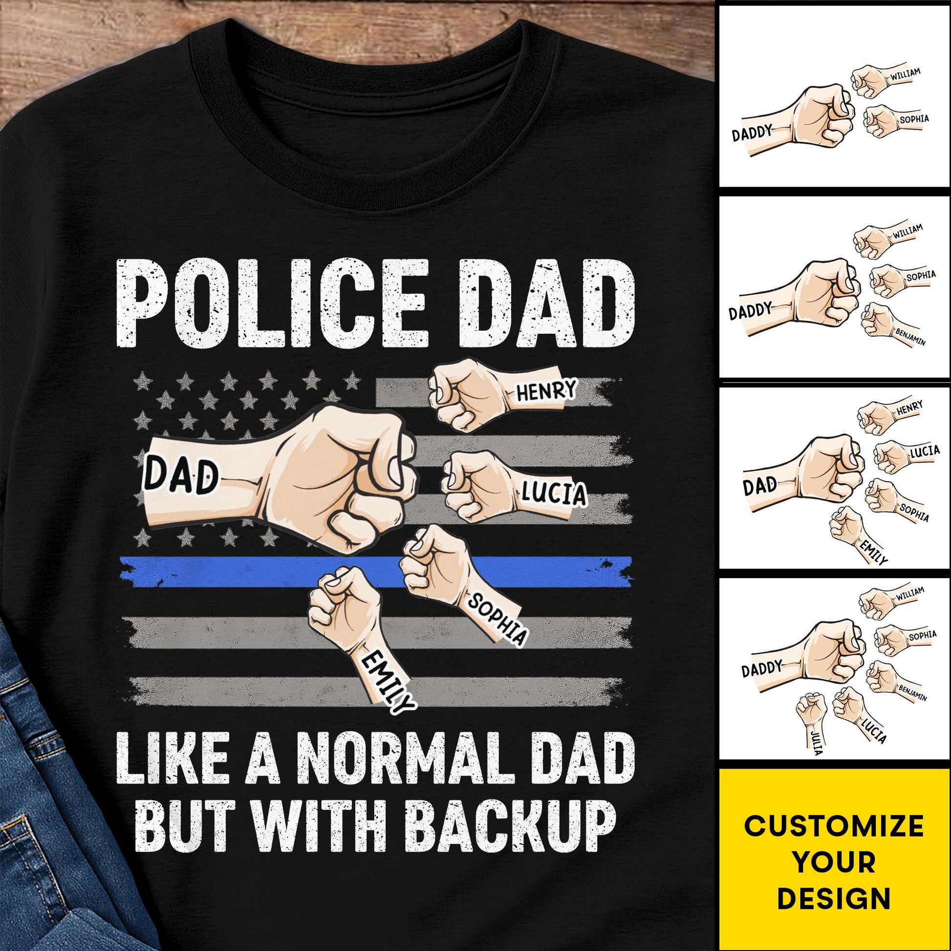 Personalized Police Dad Shirt personalization view for Dad