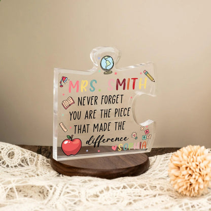Personalized teacher acrylic plaque with puzzle piece quote for teacher appreciation gift image 6