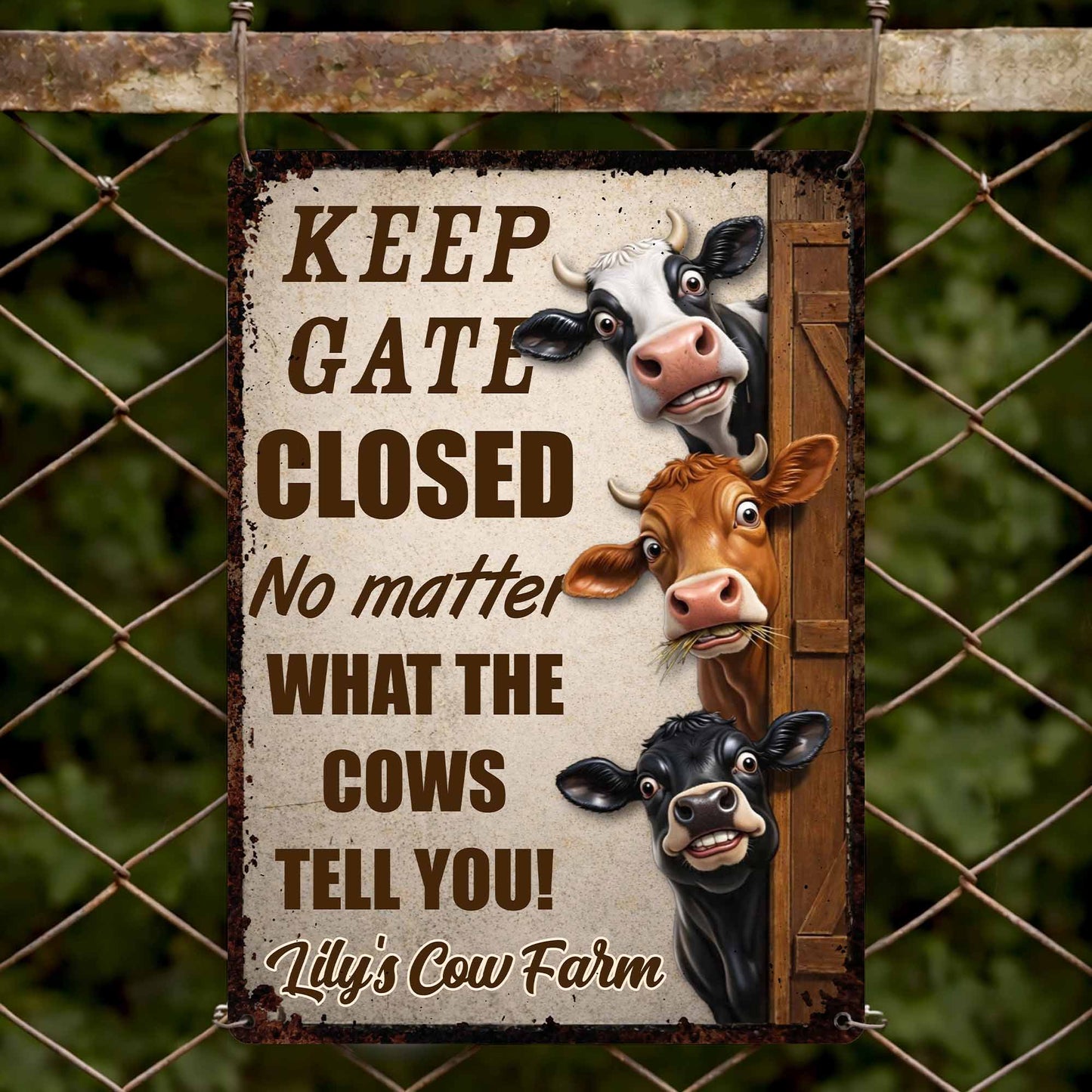 Metal Sign material and size view - Personalized Farm Sign