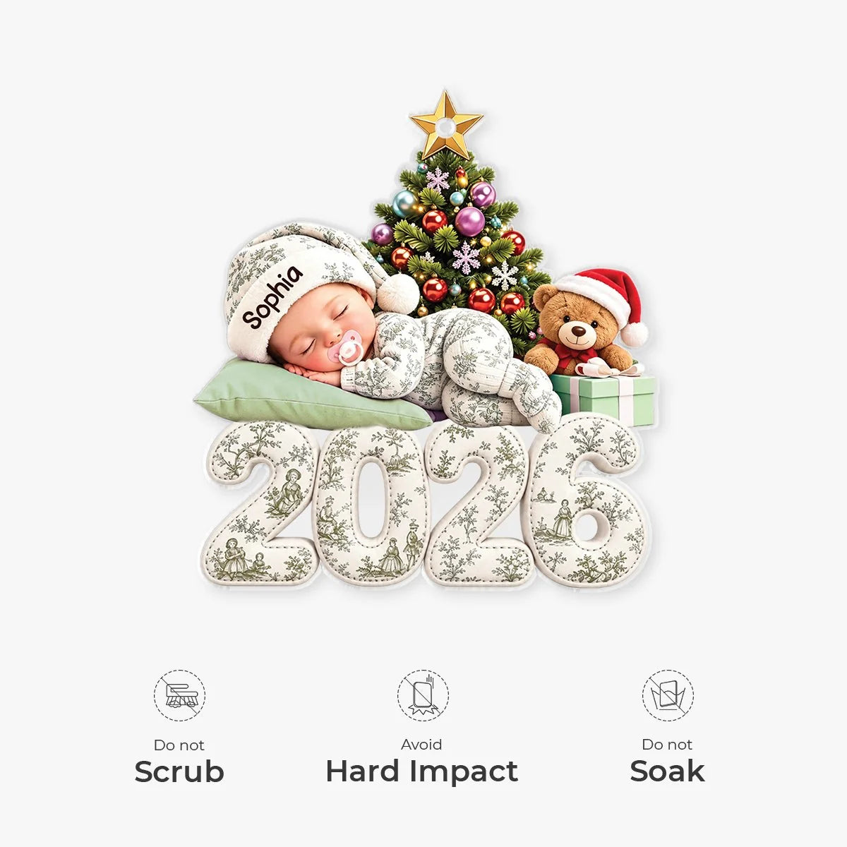Custom Sleeping Baby Christmas Ornament - Personalized Baby First Christmas Keepsake