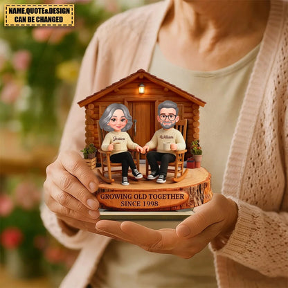 Growing Old Together Personalized Couple Wooden Plaque - Custom Cabin Keepsake Gift