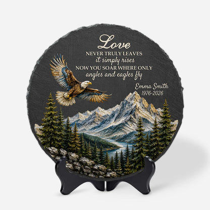 "Love Never Truly Leaves" Personalized Memorial Garden Stone - Custom Eagle Sympathy Gift for Family & Loved Ones