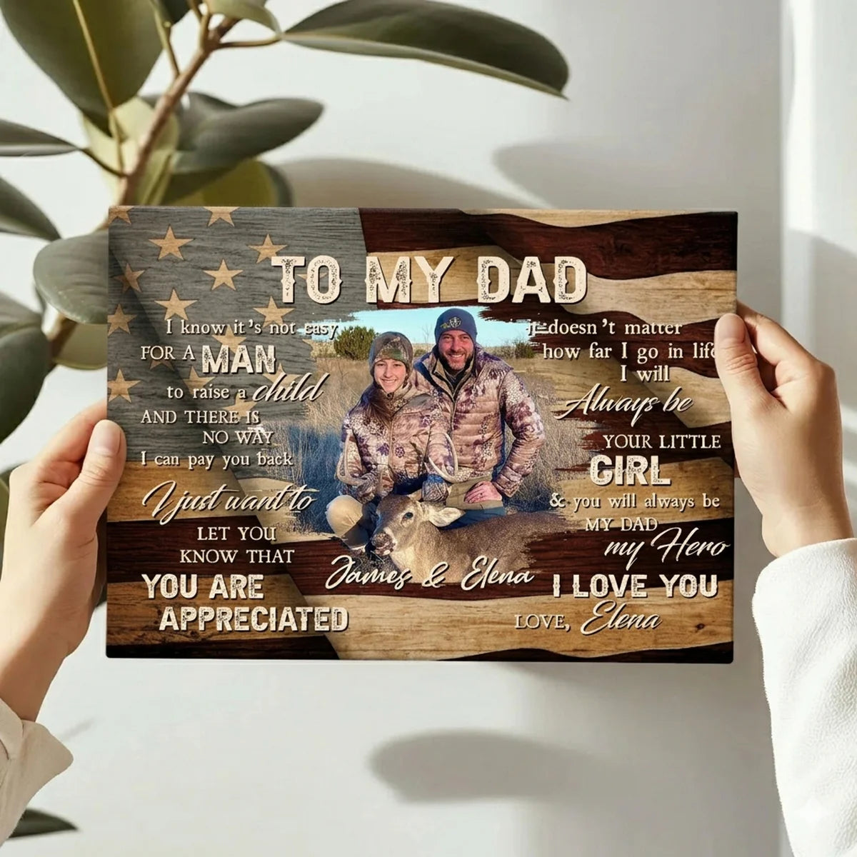 Personalized Hunting Canvas Gift For Dad personalization view for Dad