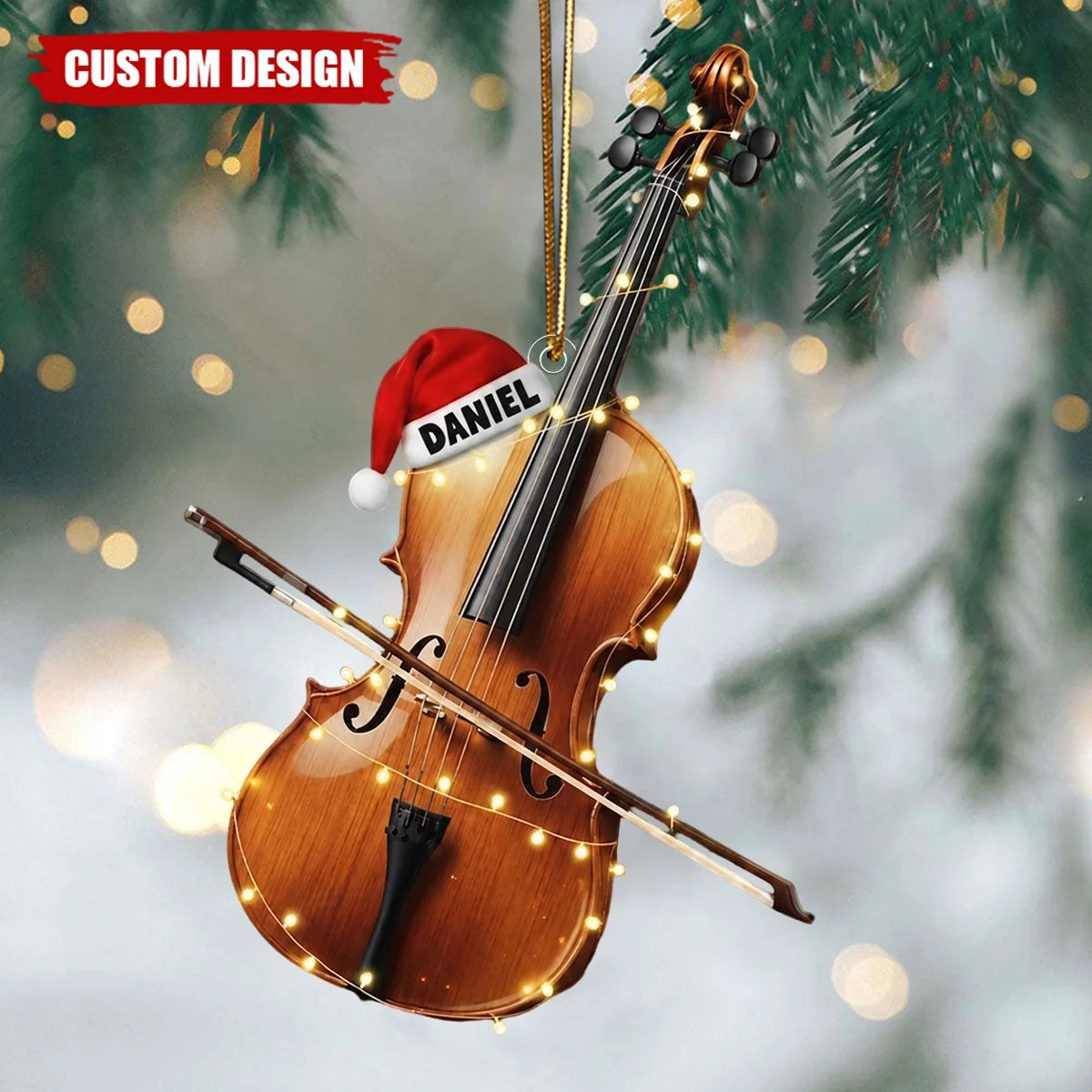 Personalized Violin Christmas Acrylic Ornament - Custom Fiddle Keepsake Gift for Musicians