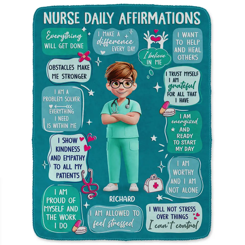 Personalized Nurse Daily Affirmations Blanket personalization view for Nurse