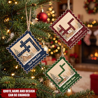 Best Team Ever Personalized Postage Stamp Wooden Ornament - Custom Christmas Gift for Coworkers & Colleagues