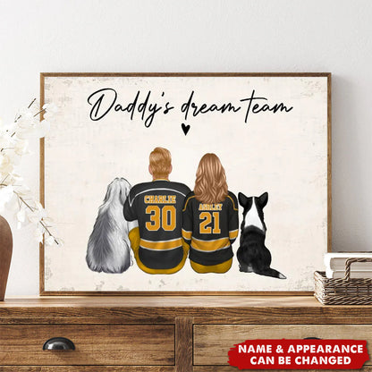 Custom Hockey Family Wall Art personalization view for Dad