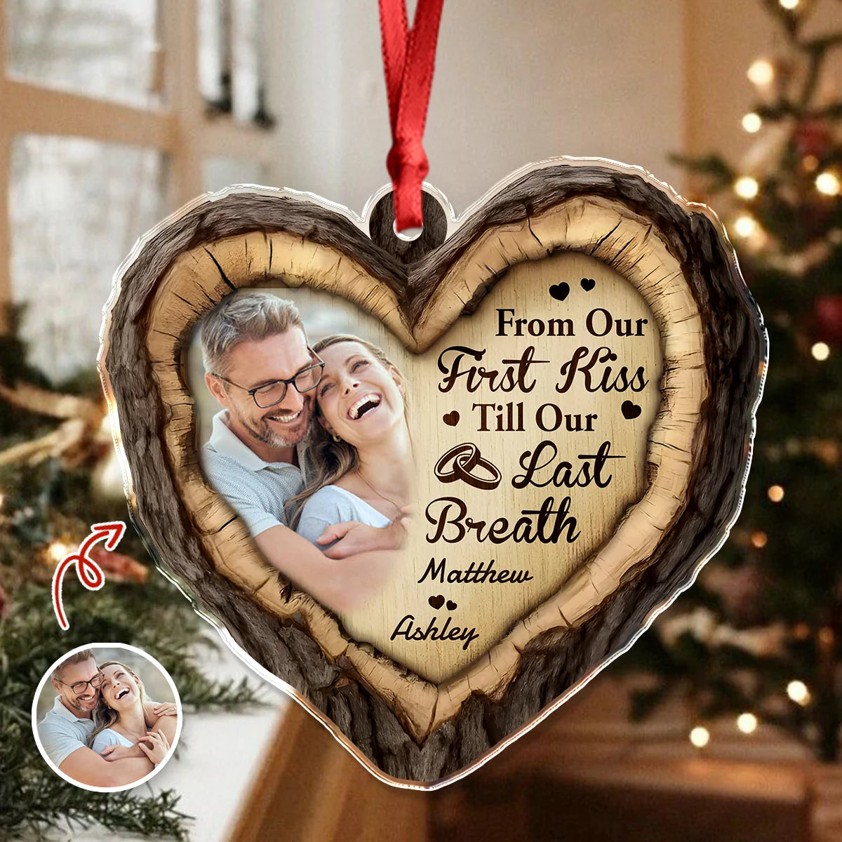"From Our First Kiss Till Our Last Breath" Personalized Acrylic Ornament - Custom Anniversary Christmas Keepsake for Couples
