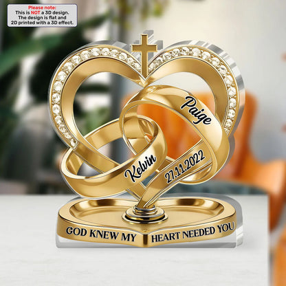 "God Knew My Heart Needed You" Personalized Acrylic Plaque for Couples - Custom Wedding Anniversary Gift