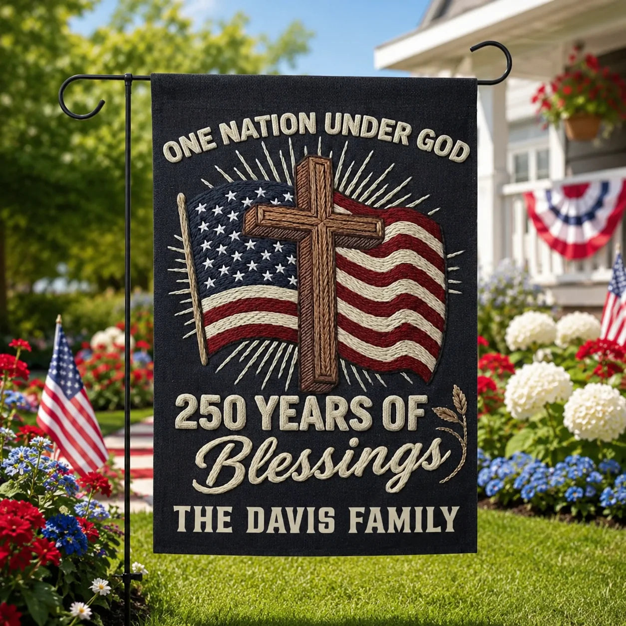 Custom 250 Years Of Blessings Flag for Family with personalized design details for meaningful gifting image 6