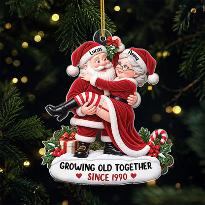 Growing Old Together Since Personalized Acrylic Ornament - Custom Christmas Anniversary Gift for Couples