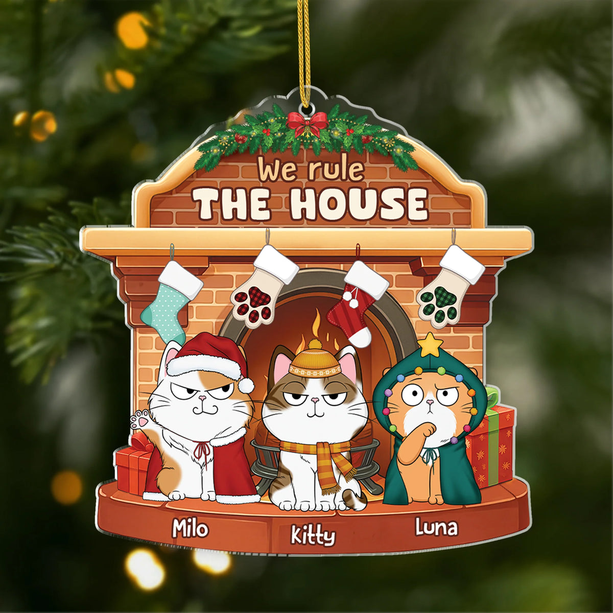 We Rule The House Personalized Pet Acrylic Ornament - Christmas for Cat Lovers