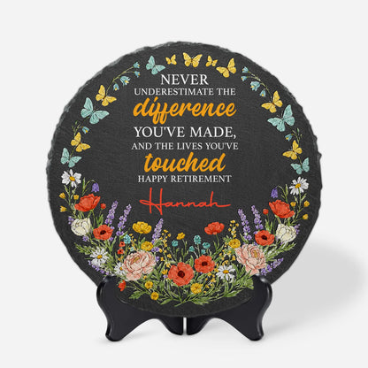 "Never Underestimate The Difference You've Made" Personalized Stone - Custom Retirement Gift