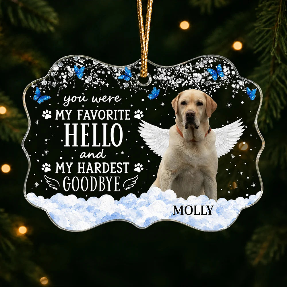 "You Were My Favorite Hello" - Personalized Pet Memorial Acrylic Ornament