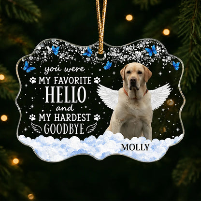"You Were My Favorite Hello" - Personalized Pet Memorial Acrylic Ornament