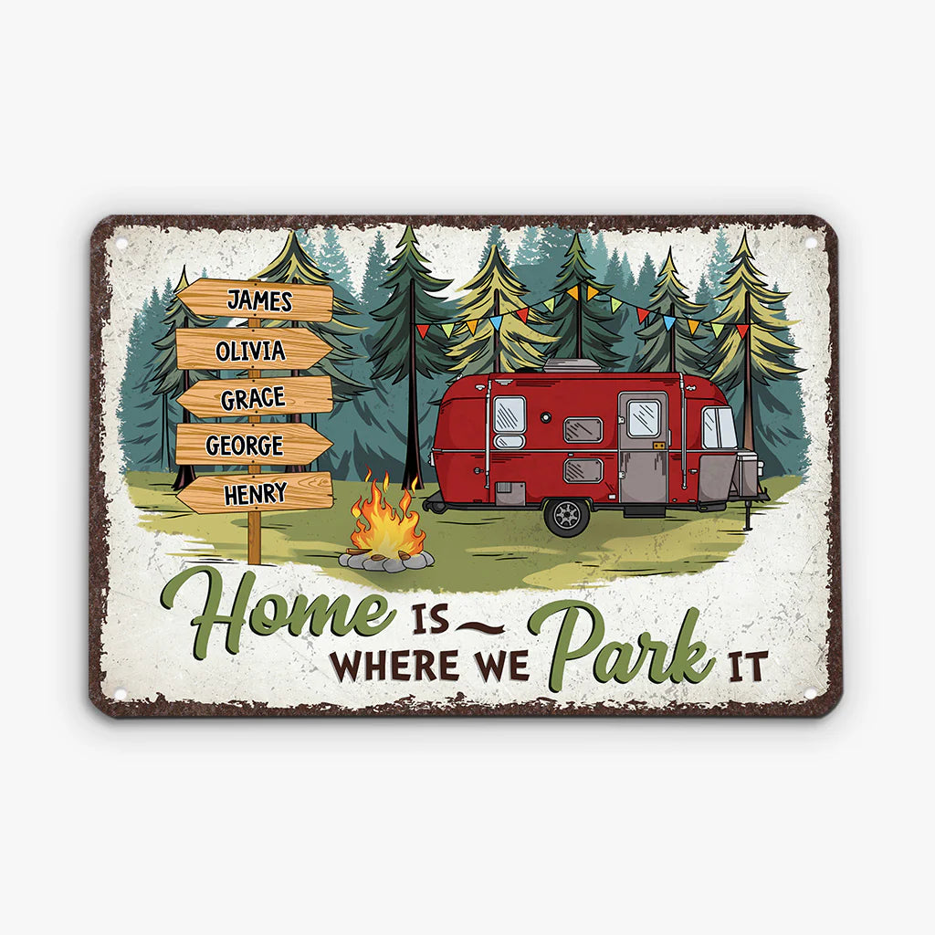Custom Rv Camping Metal Sign for Family with personalized design details for meaningful gifting