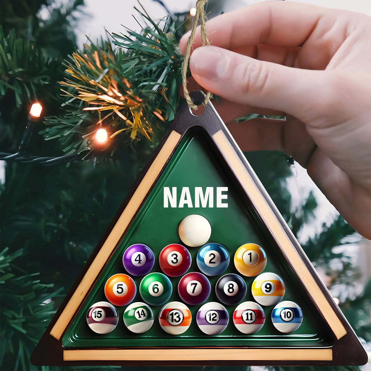 Personalized Billiards Christmas Acrylic Ornament - Custom Pool Table Name Keepsake Gift