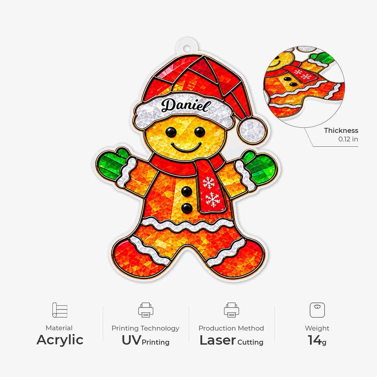 Custom Name Christmas Character Acrylic Ornament - Personalized Holiday Keepsake for Family