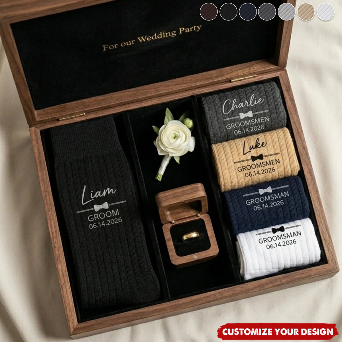 Personalized Groomsmen Socks personalization view for Bridesmaids / Groomsmen