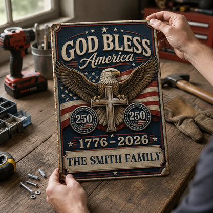 Custom America 250Th Anniversary Metal Sign personalization view for Family