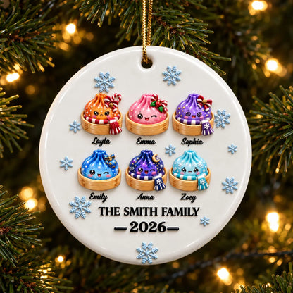 Personalized Family Dumpling Christmas Ornament - Custom Cute Squishy Dumpling Keepsake Gift for Holiday Tree Decor