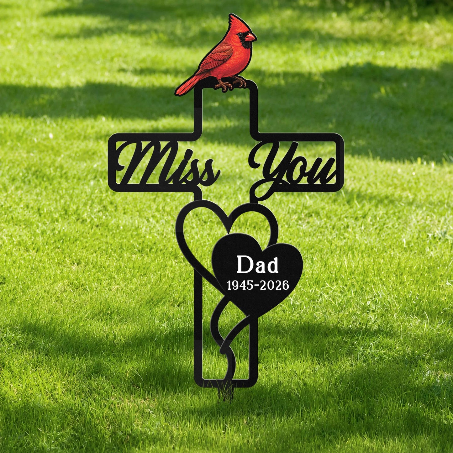 Miss You Cross Personalized Metal Garden Stake - Custom Memorial Gifts for Loss of Mother/Father