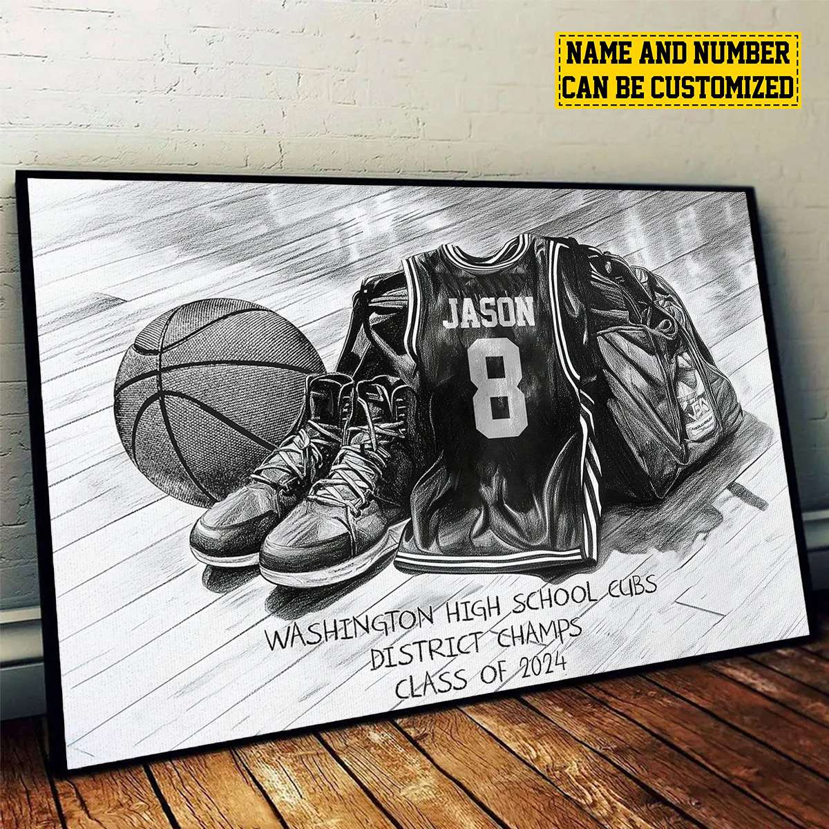 Custom Basketball Team Poster / Canvas - Personalized Senior Class Jersey Wall Art Gift for Players