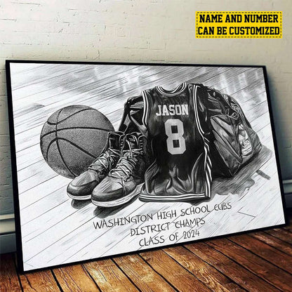 Custom Basketball Team Poster / Canvas - Personalized Senior Class Jersey Wall Art Gift for Players