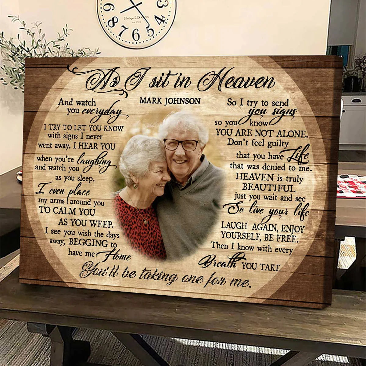 As I Sit in Heaven Personalized Memorial Canvas / Poster - Custom Sympathy Wall Art Gift for Family