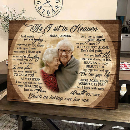 As I Sit in Heaven Personalized Memorial Canvas / Poster - Custom Sympathy Wall Art Gift for Family