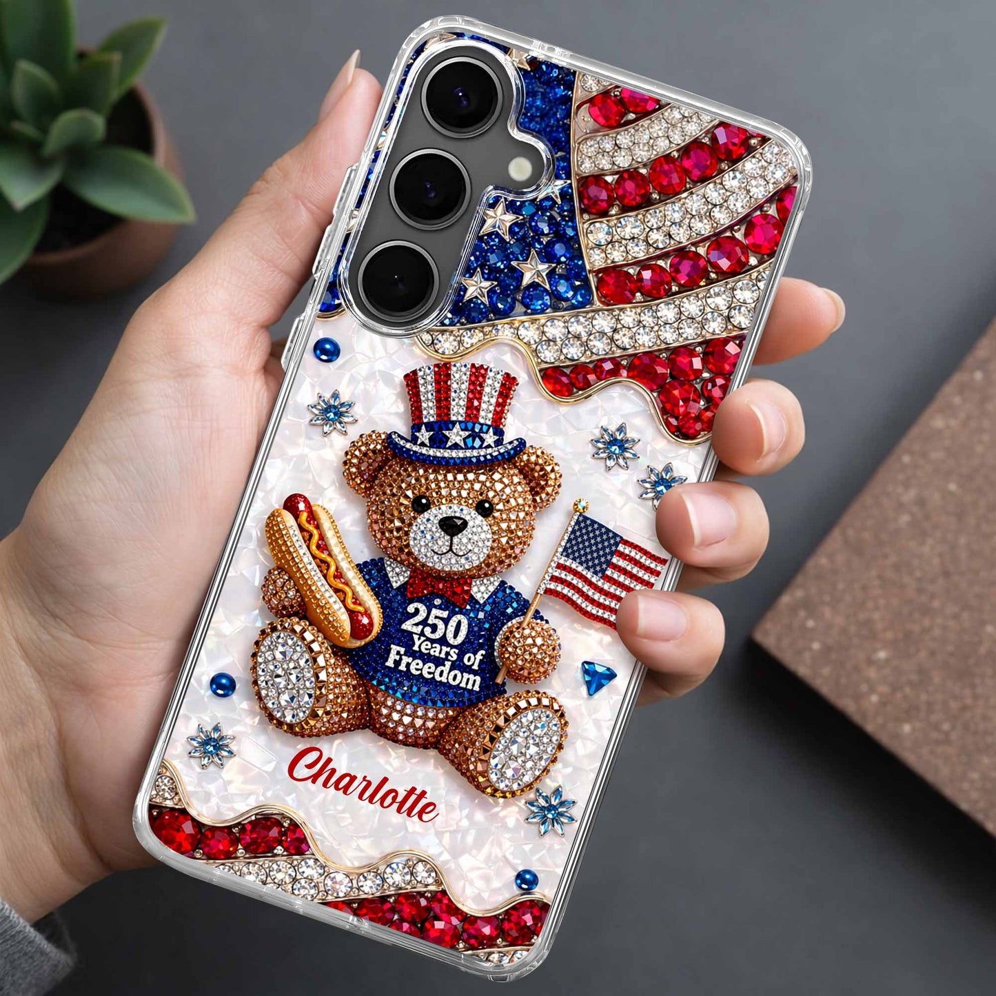 Phone Case material and size view - Patriotic Clear Phone Case