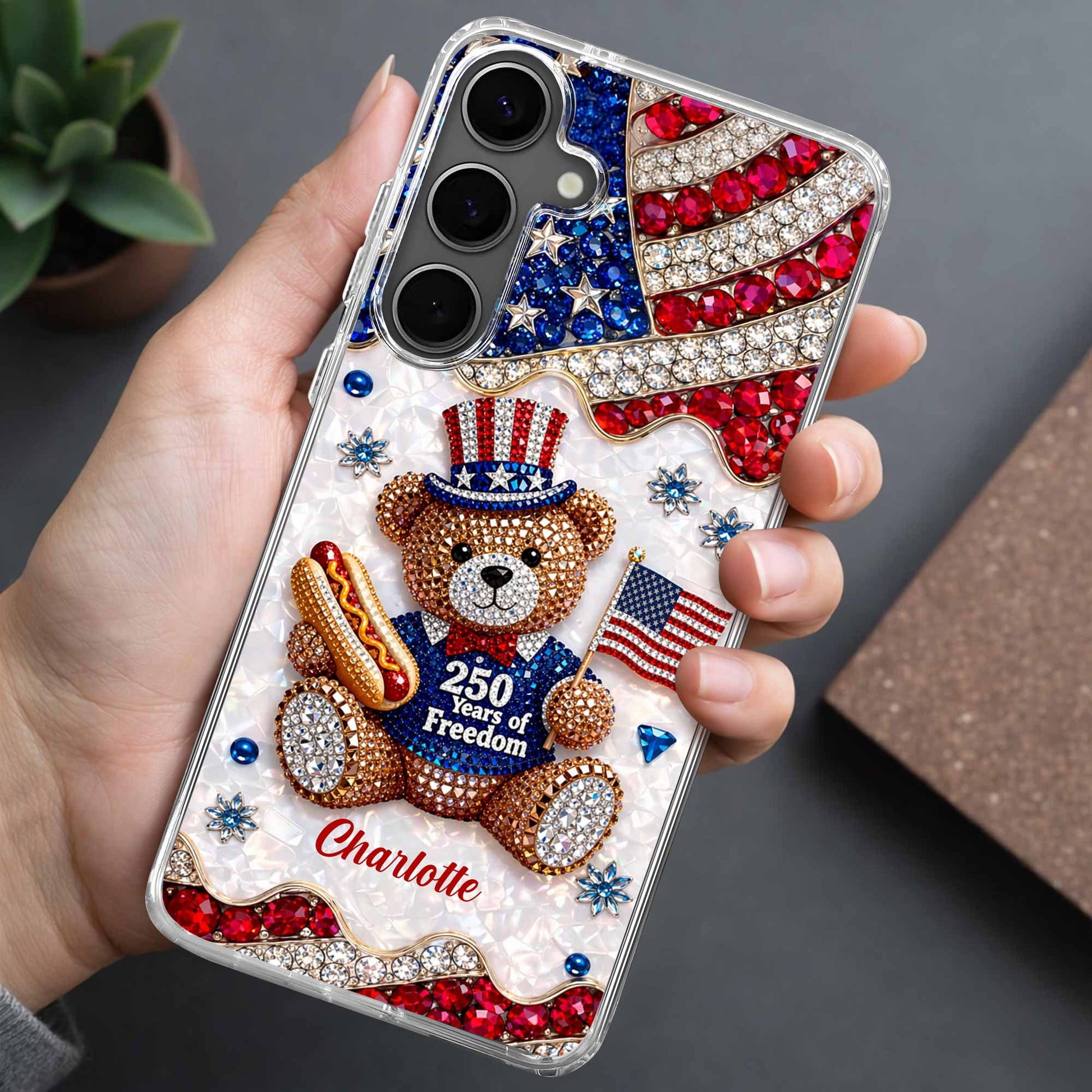 Phone Case material and size view - Patriotic Clear Phone Case