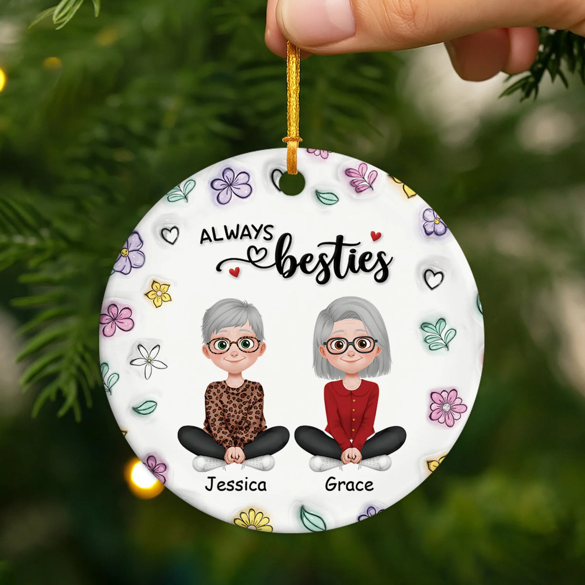 Sisters Forever Personalized Ceramic Ornament - Best Friend Sister Christmas Gift
