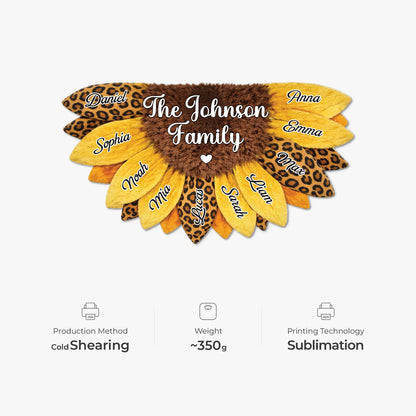 Custom Half Sunflower Shaped Doormat - Personalized Family Name Mat for New Home