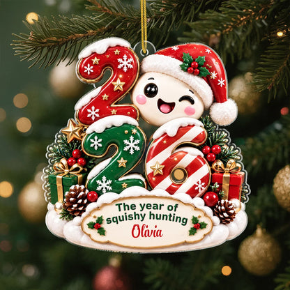The Year of Squishy Hunting Personalized Acrylic Ornament - Cute 2026 Keepsake for Kids