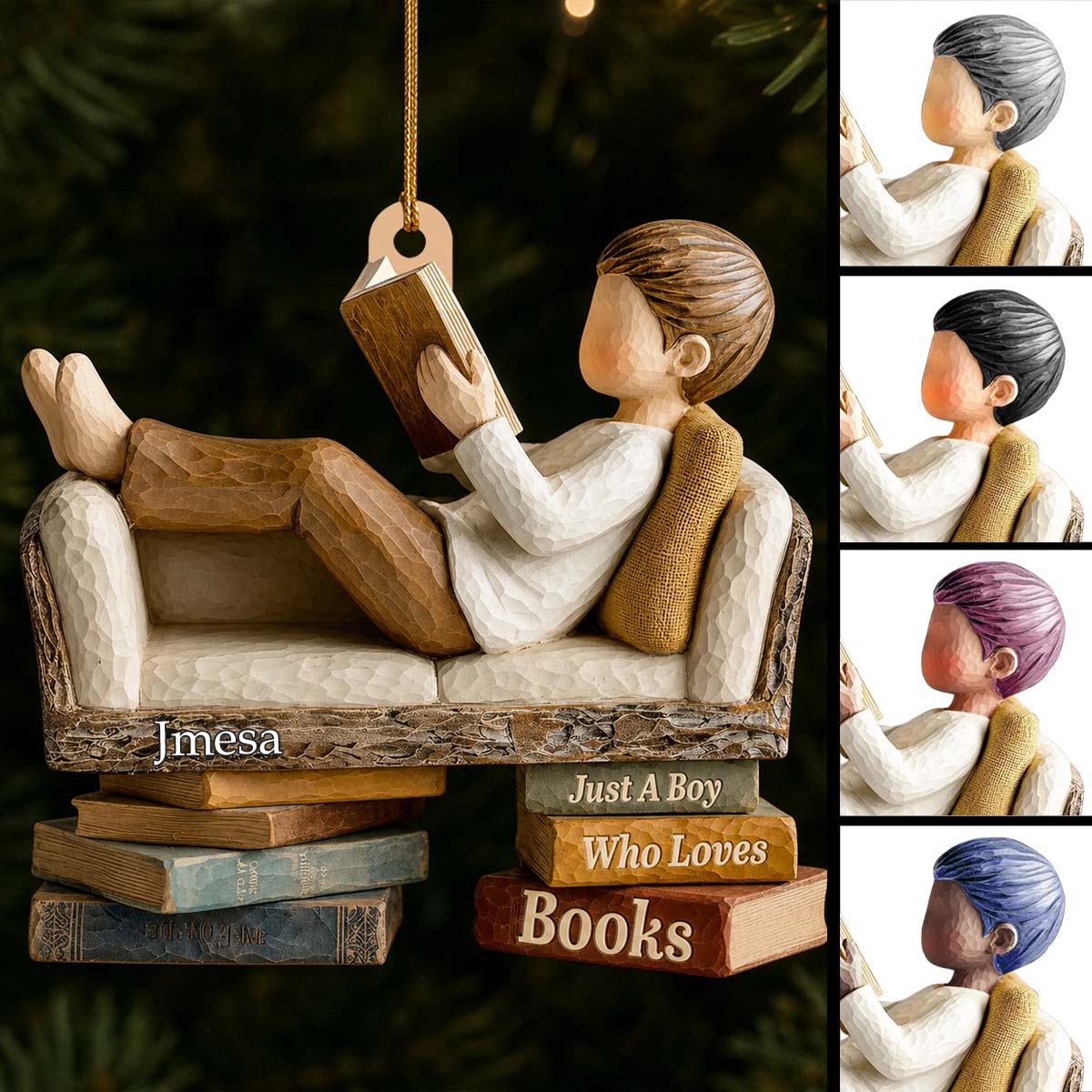 "Just A Girl Who Loves Books" Personalized Wooden Ornament - Custom Reader Gift for Book Lovers