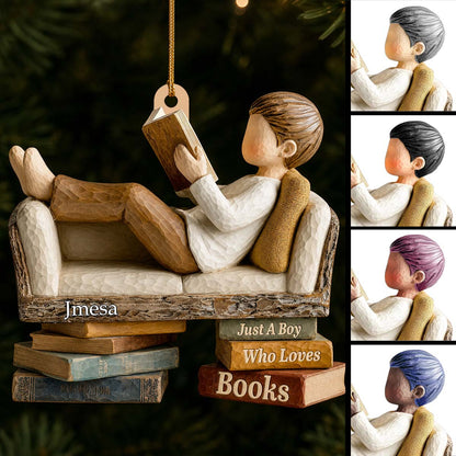 "Just A Girl Who Loves Books" Personalized Wooden Ornament - Custom Reader Gift for Book Lovers