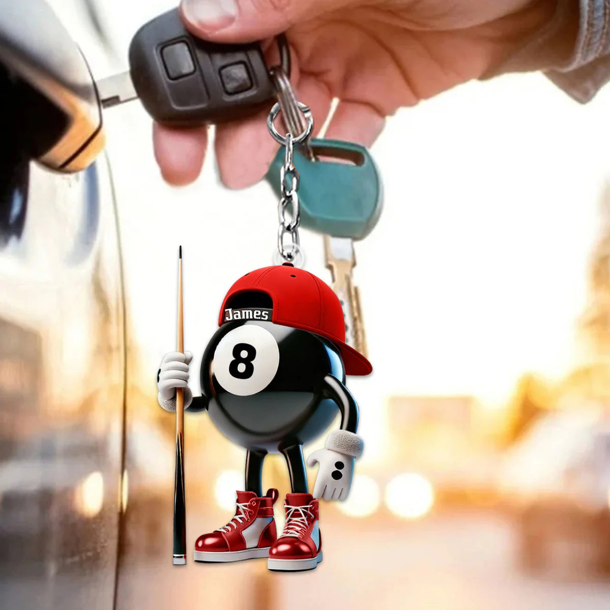 Personalized Name Billiard Keychain - Custom Pool Ball Gift for Billiard Lovers