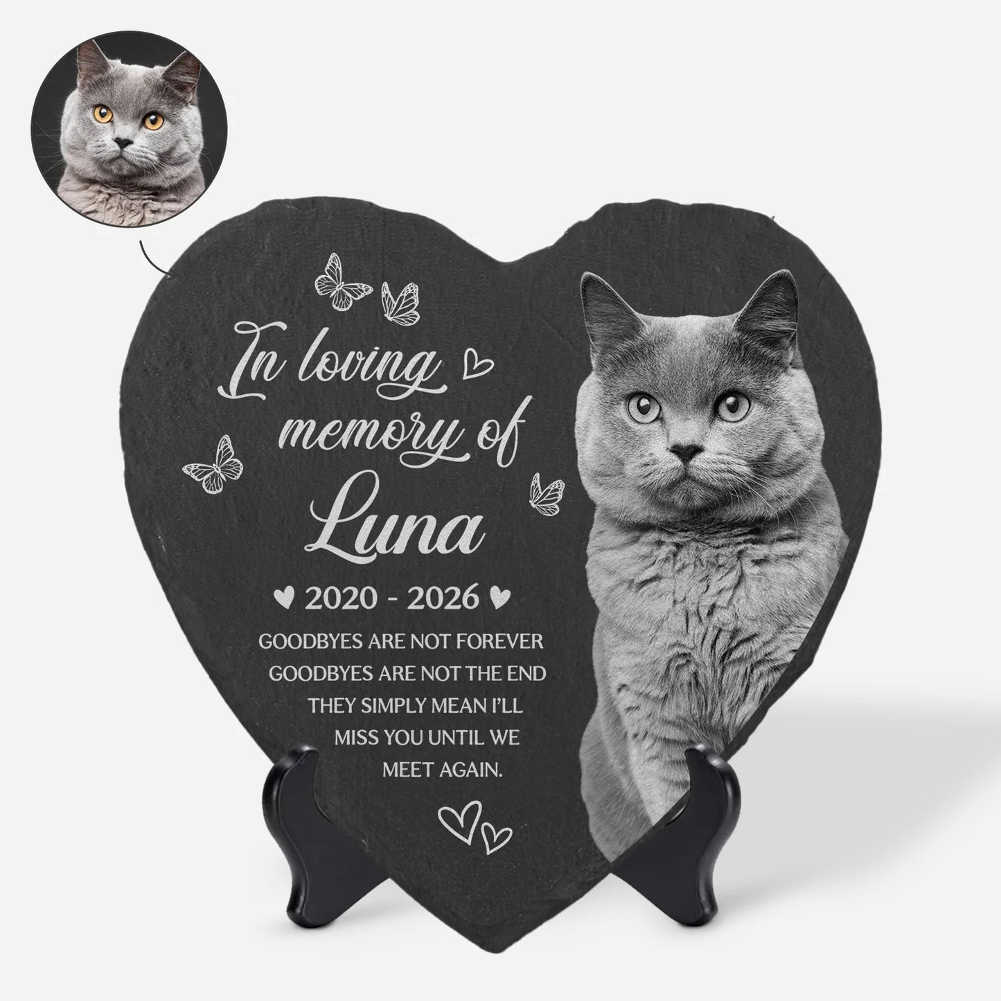 "Goodbyes Are Not Forever" Personalized Pet Memorial Stone - Custom Photo Gift for Dog Cat Lovers