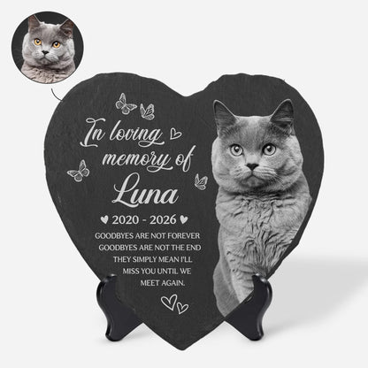 "Goodbyes Are Not Forever" Personalized Pet Memorial Stone - Custom Photo Gift for Dog Cat Lovers