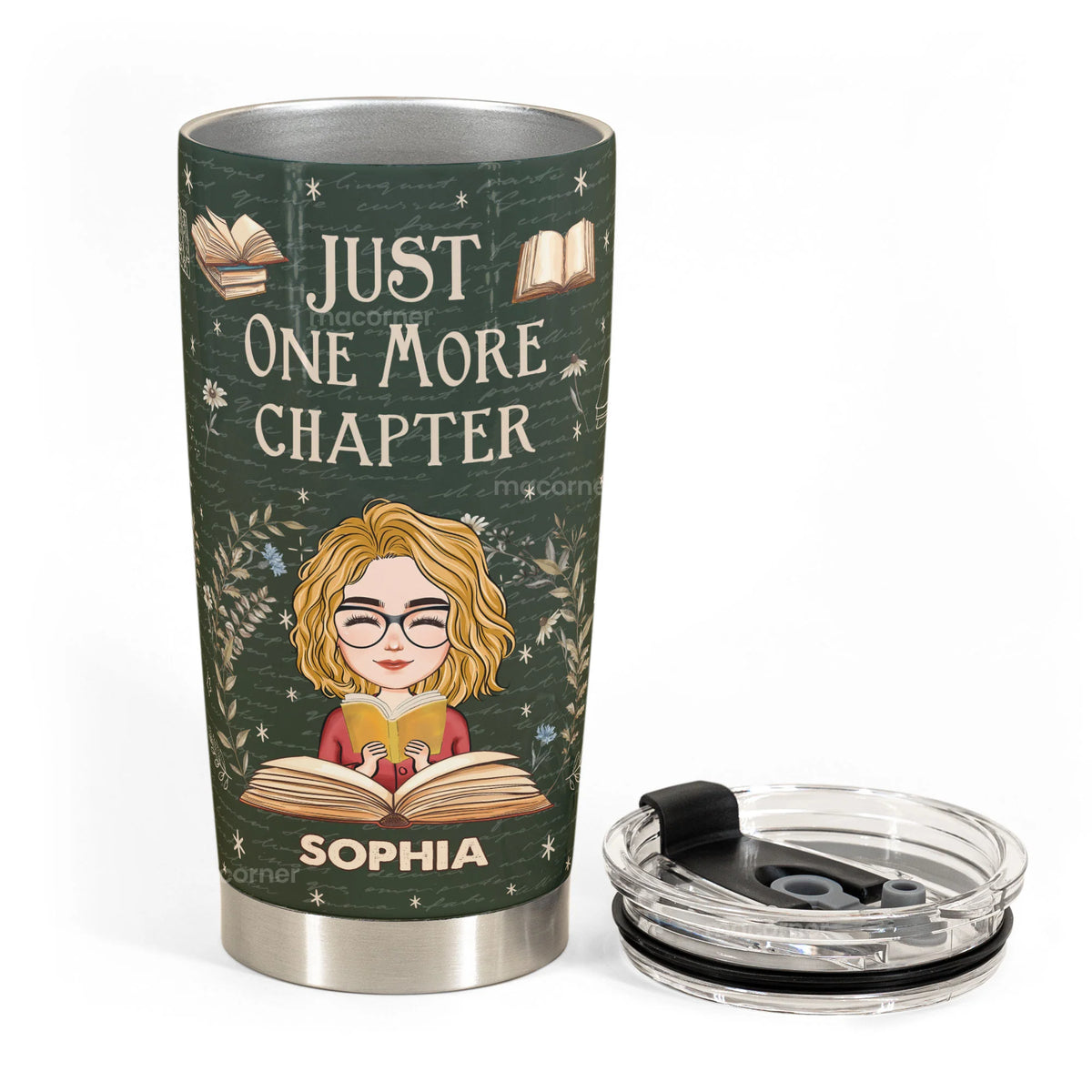 Just One More Chapter - Personalized Book Lover Tumbler Cup for Readers & Bookworms
