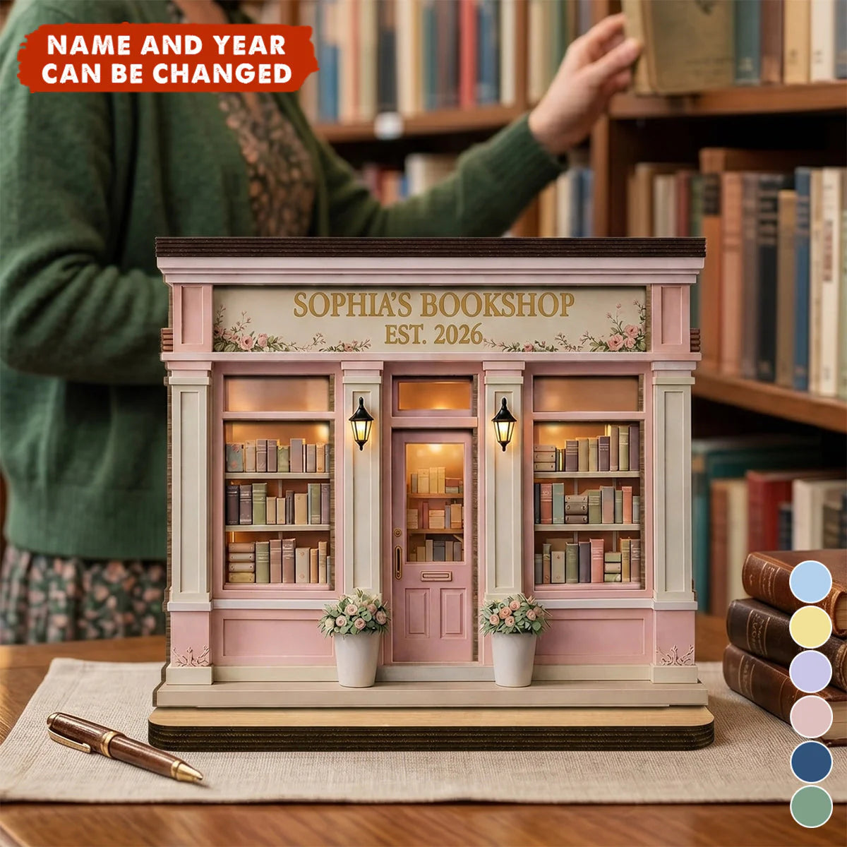 Custom Bookshop Wooden Plaque for Mom with personalized design details for meaningful gifting