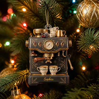 Custom Espresso Machine Acrylic Ornament - Personalized Vintage Coffee Lover Keepsake Gift